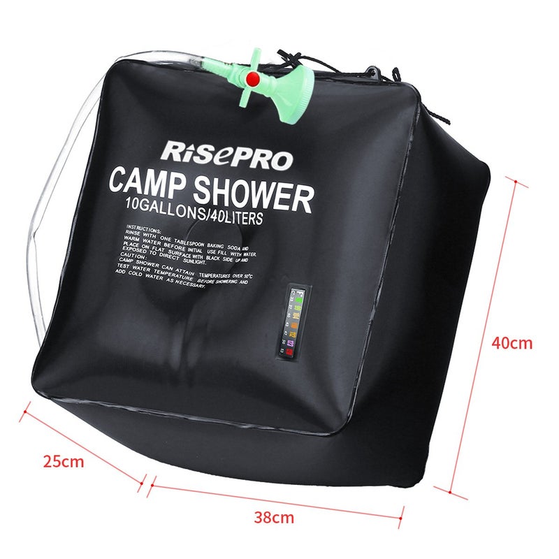 RISEPRO 10 gallons/40L Solar Shower Bag Solar Heating Camping Shower Bag with Temperature Hot Water Outdoor Hiking Climbing XH07 - Image 5